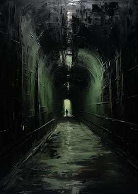 Dark Tunnel with Figure