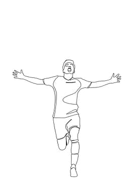 Soccer Player Celebration Minimalist Line Art
