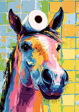 Colorful Horse with Toilet Paper Roll