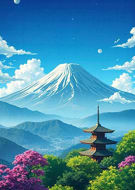 Mount Fuji Pagoda Landscape