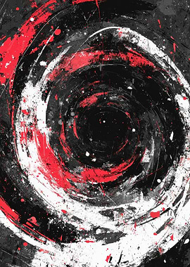 Abstract Red, White, and Black Vortex