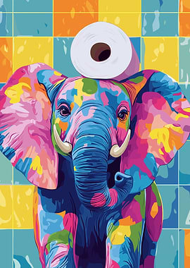 Colorful Elephant with Toilet Paper Roll