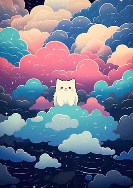 Cute Cat Dreamy Cloudscape