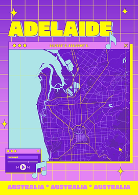 Adelaide Australia Map Retro Style