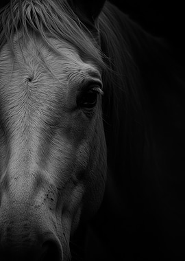 Monochrome Horse Portrait