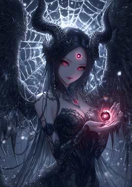 Dark Angel with Orb and Horns