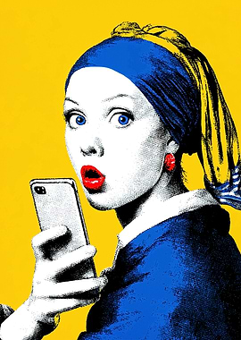Girl with a Smartphone Pop Art