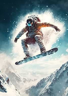 Snowboarder Snowy Mountains