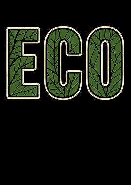 ECO Text with Leaf Pattern