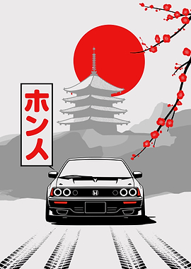 Japanese Honda Car Red Sun