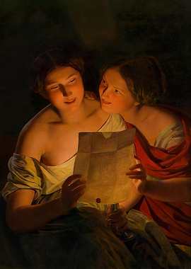 Two Women Reading a Love Letter
