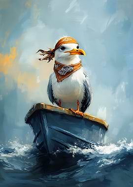 Seagull Pirate on a Boat
