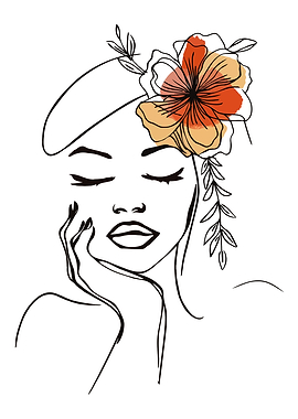 Woman with Flower Line Art Minimalist Illustration