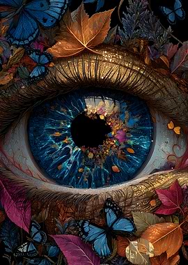 Surreal Eye with Butterflies