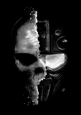 Monochrome Skull and Speaker Mashup