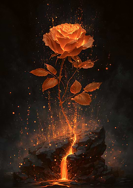 Fiery Rose on Rock