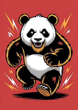 Angry Panda Cartoon Illustration