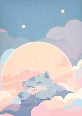 Sleeping Cat Dreamy Sky
