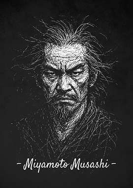 Miyamoto Musashi Portrait Scribble Art