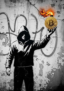 Bitcoin Bomb Graffiti Art