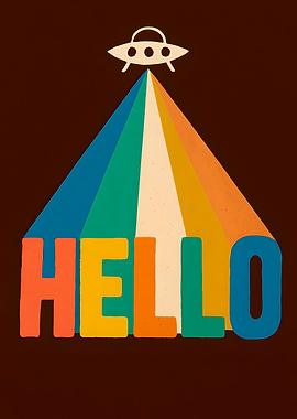 Retro Alien Abduction Hello Art
