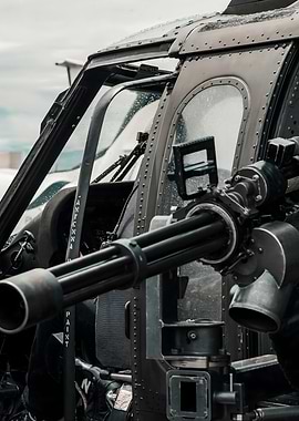Helicopter with Gatling Gun Detail