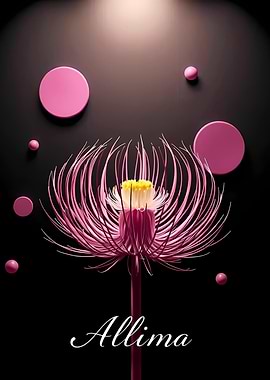 Abstract Pink Flower with Spheres