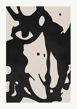 Abstract Black and Beige Art Print