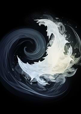 Abstract Moon Swirl on Black Background