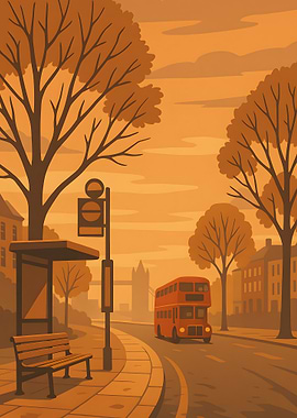 London Bus Stop Illustration