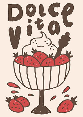 Dolce Vita Strawberry Dessert Illustration