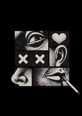 Abstract Face Collage with Cigarette