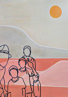 Minimalist Family Portrait Painting