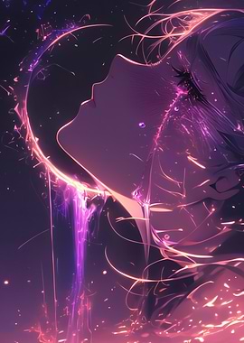Anime Girl Profile with Neon Lights