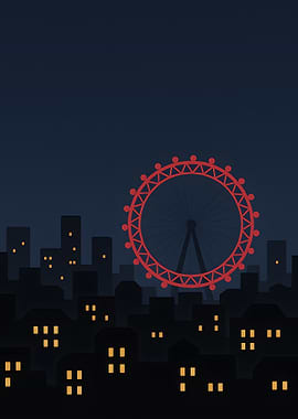 London Eye at Night Cityscape