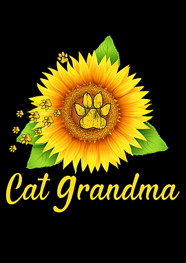 Cat Grandma Sunflower Paw Print Design