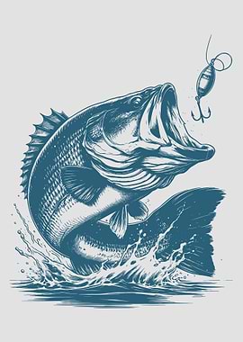 Bass Fish Catching Lure Illustration