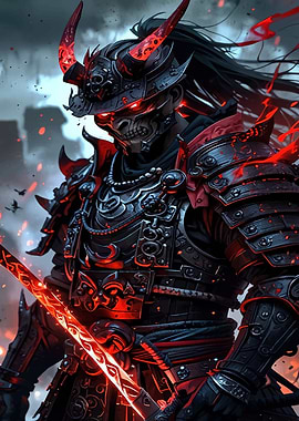 Red and Black Samurai Warrior