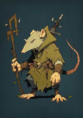 Anthropomorphic Rat Warrior with Staff
