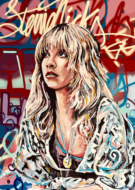Stevie Nicks Portrait with Graffiti Background
