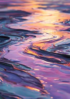 Abstract Liquid Swirls with Sunset Colors