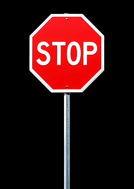 Red Stop Sign on Black Background
