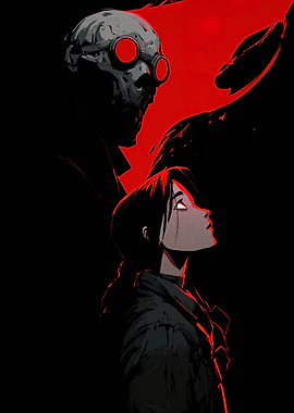 Dark Figure and Girl in Shadow