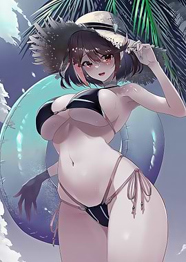 Girl in Bikini with Float