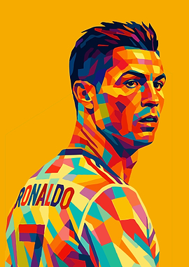 Cristiano Ronaldo Colorful Portrait Wpap Pop Art