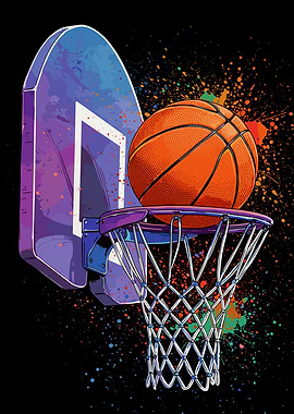 Basketball hoop paint splatters