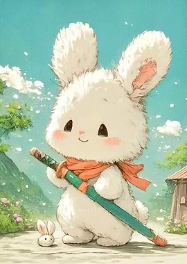 Cute Bunny Samurai Katana