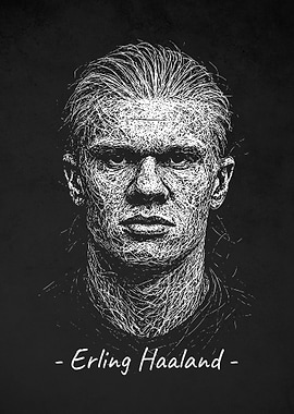 Erling Haaland Portrait Scribble Art