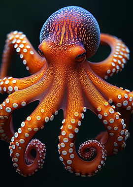 Detailed Orange Octopus Portrait