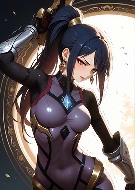 Anime Warrior Girl with Sword